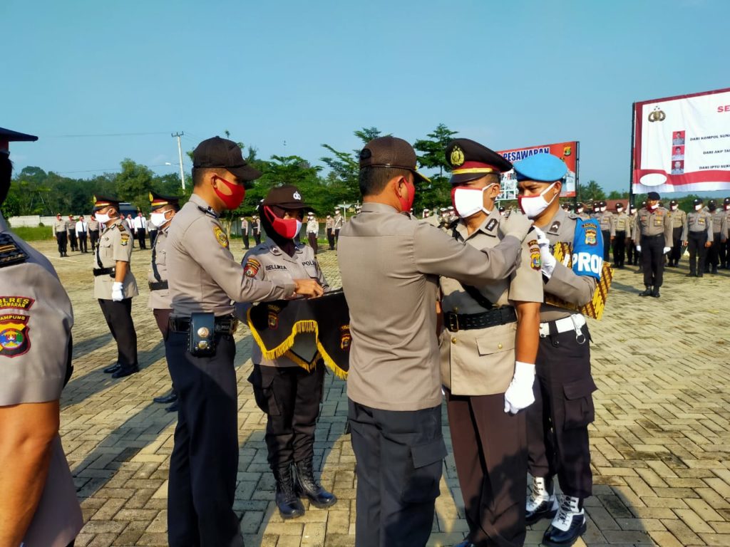 Upacara Sertijab, Kapolres Pesawaran Sampaikan Amanat