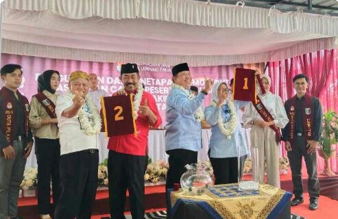 KPU Lampung Timur menggelar rapat pleno terbuka pengundian dan penetapan nomor urut pasangan calon (paslon) Bupati dan Wakil Bupati untuk Pilkada 2024.